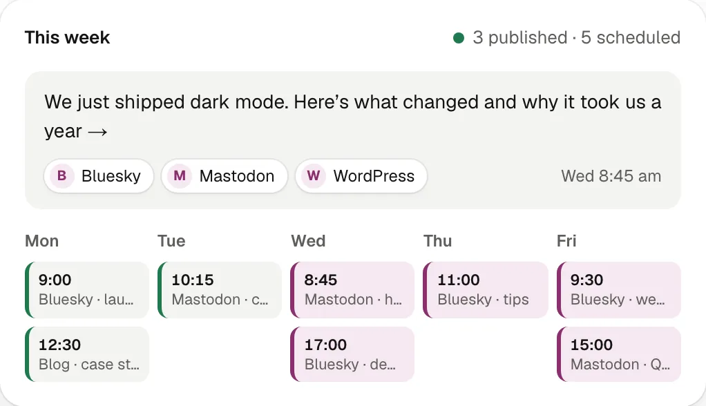 Botensten Social: social media scheduling